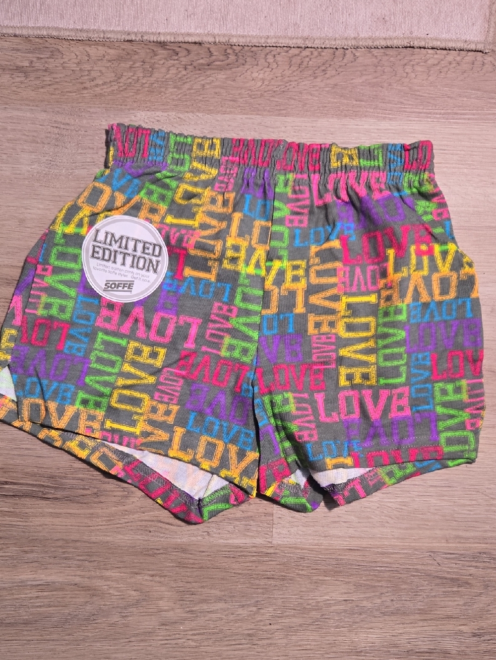 New! SOFFE Limited Edition LOVE Print Shorts